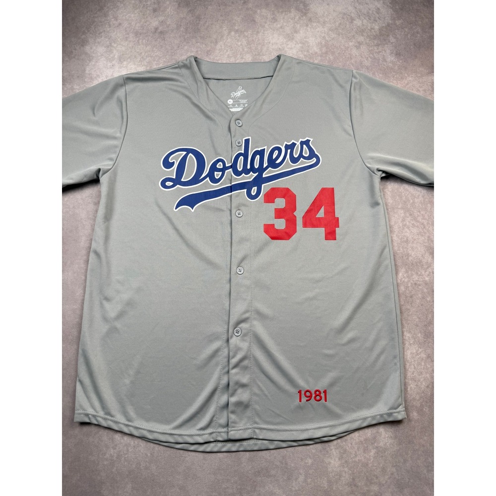 SGA Fernando Valenzuela LA Dodgers 1981‎ #34 Jersey Grey XL Baseball Summer